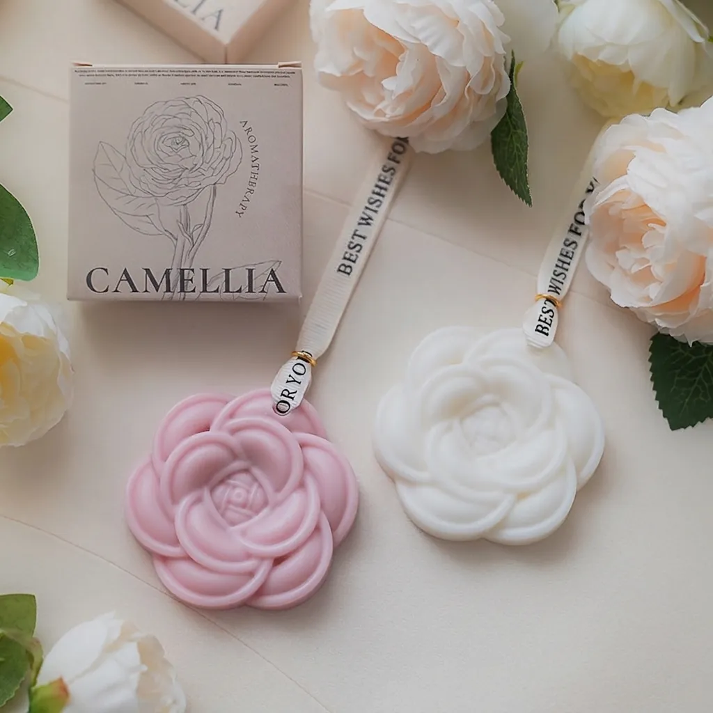Tavoletta Di Cera Profumata A Forma Di Camelia Rosa Soia Paraffina Armadio Deodorante Ornamento Appeso Regalo Floreale