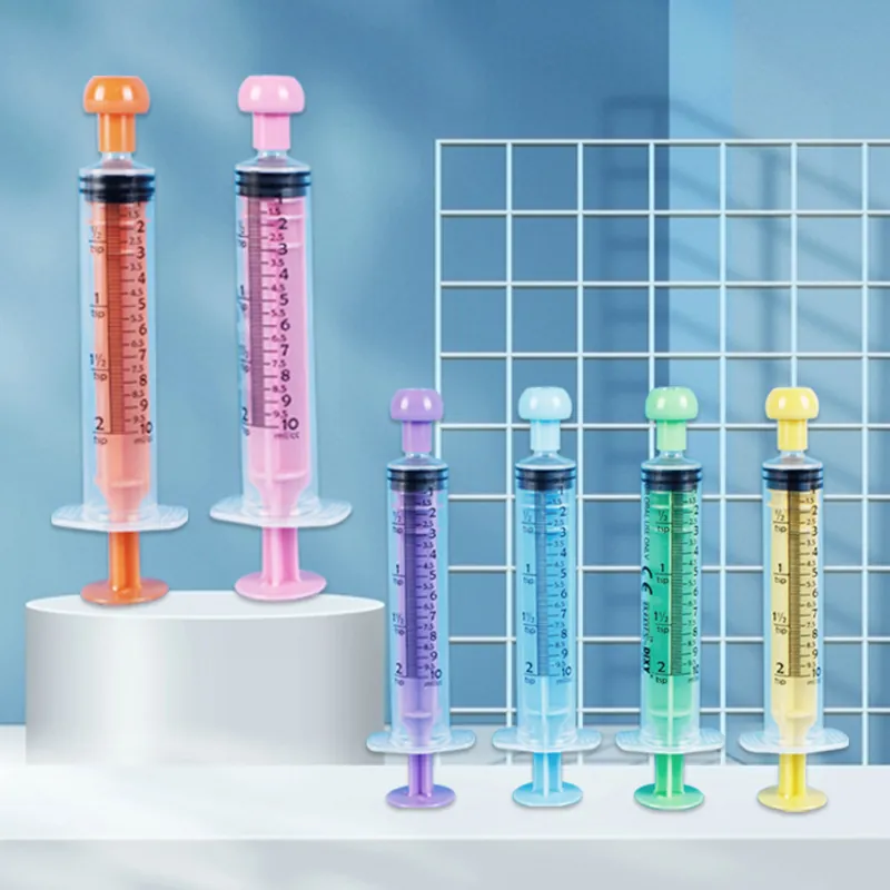 Disposable Syringe Feeder Plastic Oral Medicine Dispenser Graduated Scale For Pet Nursing Feeding Clear Tube Colorful Handle