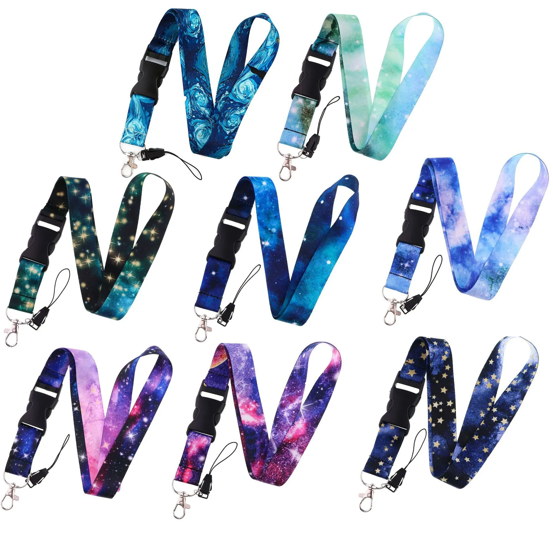 Starry Sky Universe Galaxy Lanyard Polyester Detachable For ID Card Keys Phone Camera Double Sided Heat Transfer Print