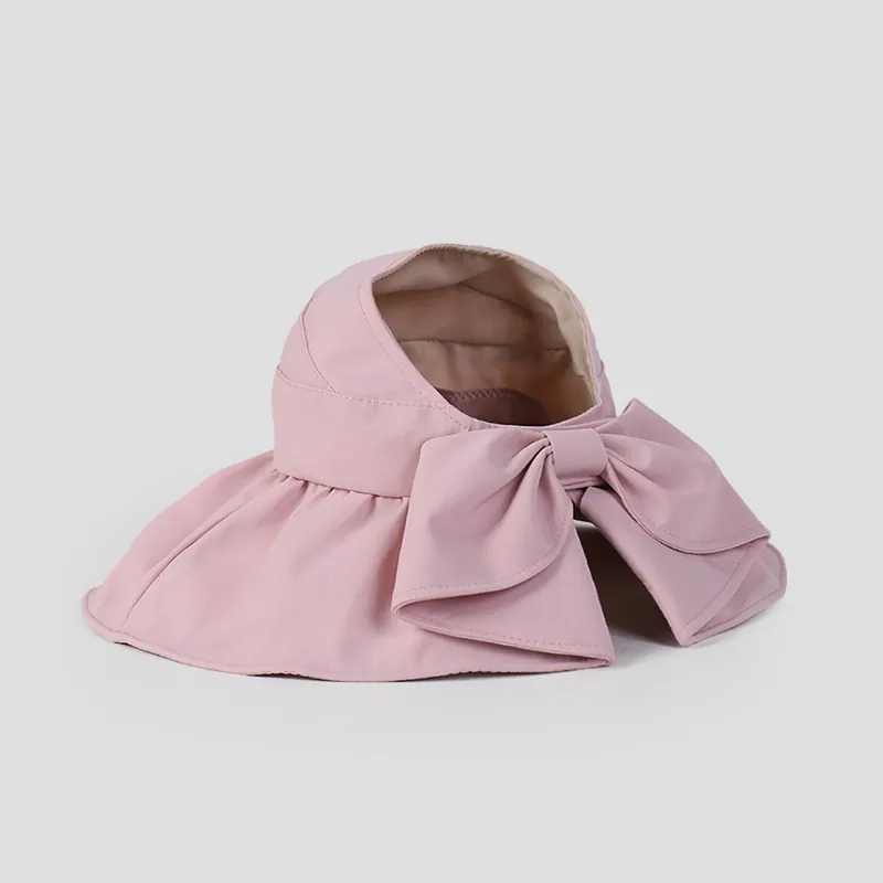 Cappello Da Sole Senza Parte Superiore Donna Tesa Larga Protezione UV Rivestimento Colla Nera Traspirante Pieghevole Fiocco Estate