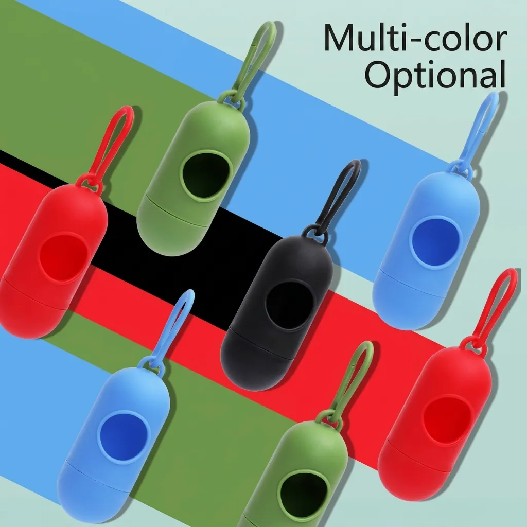 Dog Poop Bag Dispenser Portable PP Plastic Capsule Shape With Carabiner Hook For Outdoor Walking Pet Waste Holder