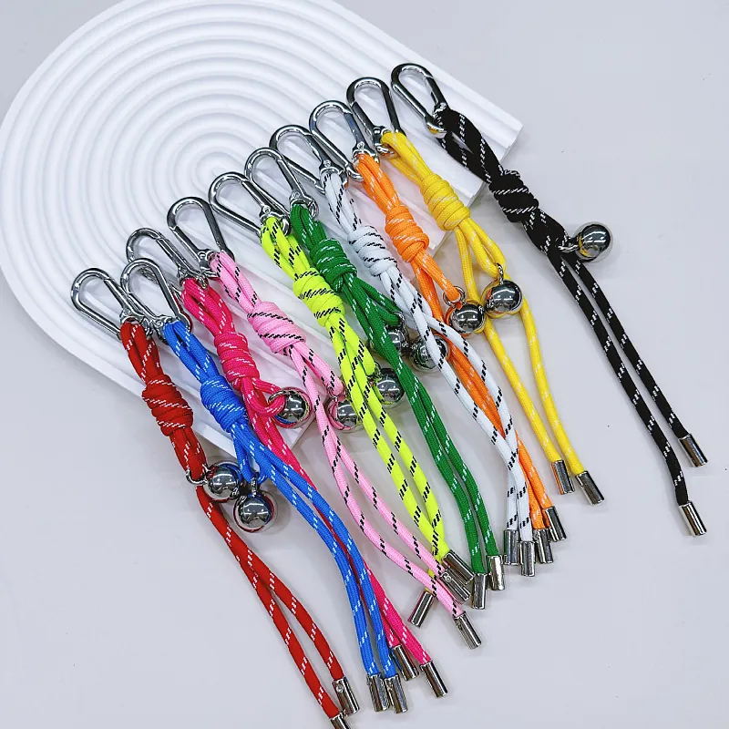 Woven Nylon Paracord Keychain With Zinc Alloy Metal Ball Pendant Reflective Lanyard Carabiner Clip For Bag Accessories