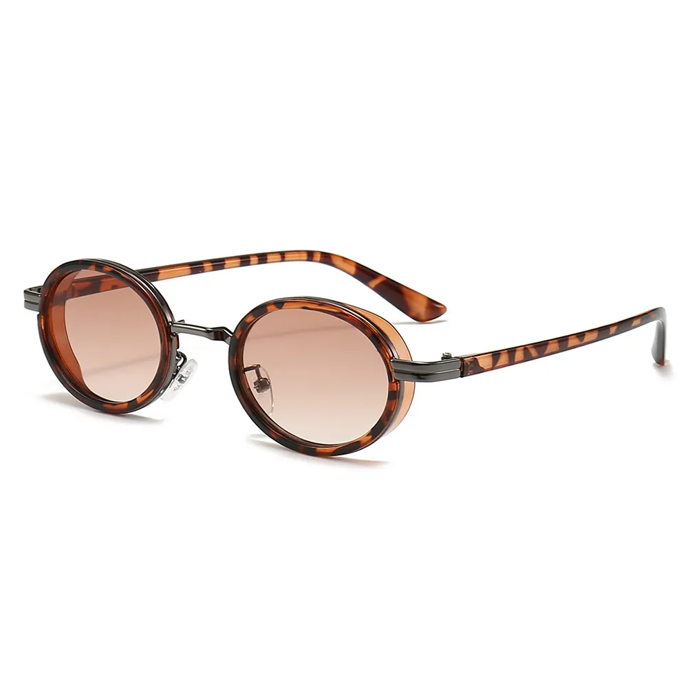 Occhiali Da Sole Ovali Retro Steampunk Montatura In Metallo PC Lenti AC Protezione UV400 Moda Per Uomini Donne