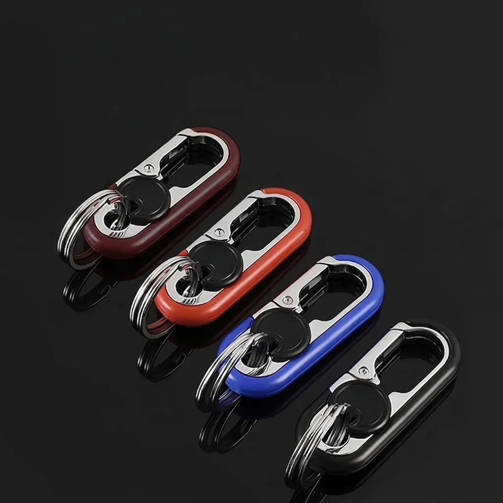 Zinc Alloy Business Keychain Car Key Ring Holder With Key Rings Spring Carabiner Clip Modern Simple Elegant Style