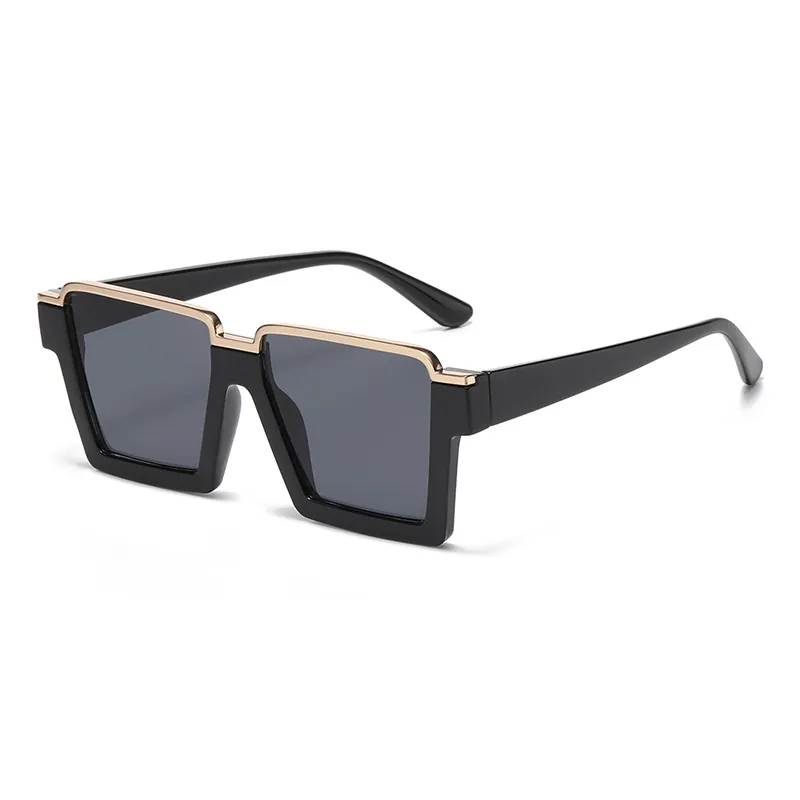 Square Big Frame Glasses Fashion Retro Anti Blue Light Eyewear Plastic Metal Frame Hip Hop Style For Adults