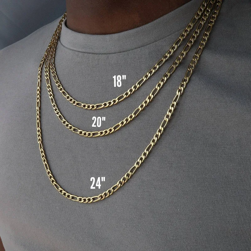 Figaro Chain Necklace Stainless Steel Gold Plated Hip Hop Streetwear Punk Jewelry For Men And Women Durable Sleek
