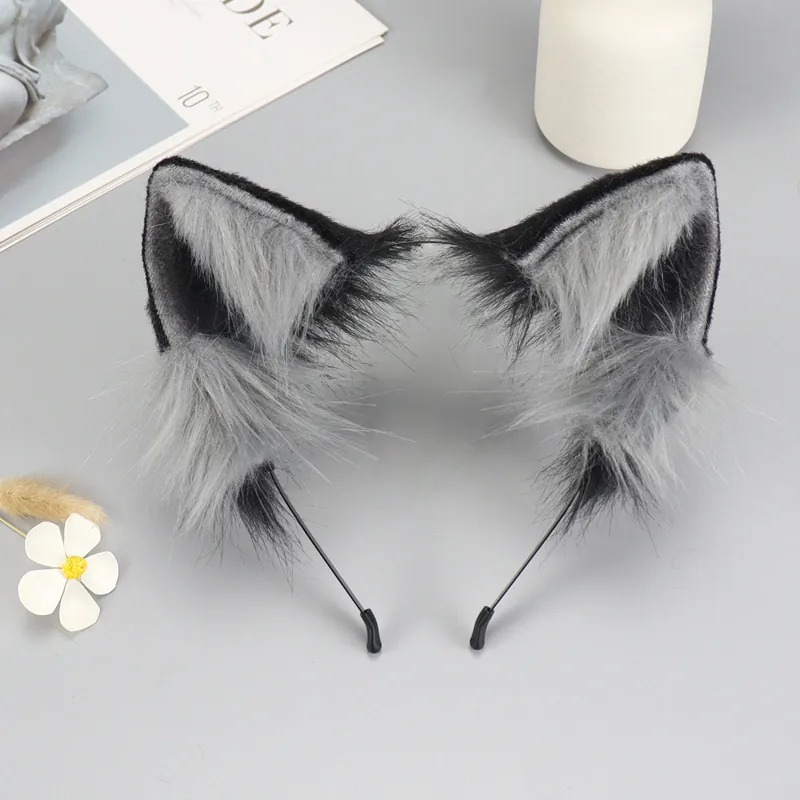Animal Ear Headband Faux Fur Plush Cat Ears Headwear Cosplay Party Halloween Props Accessories For Women Girls