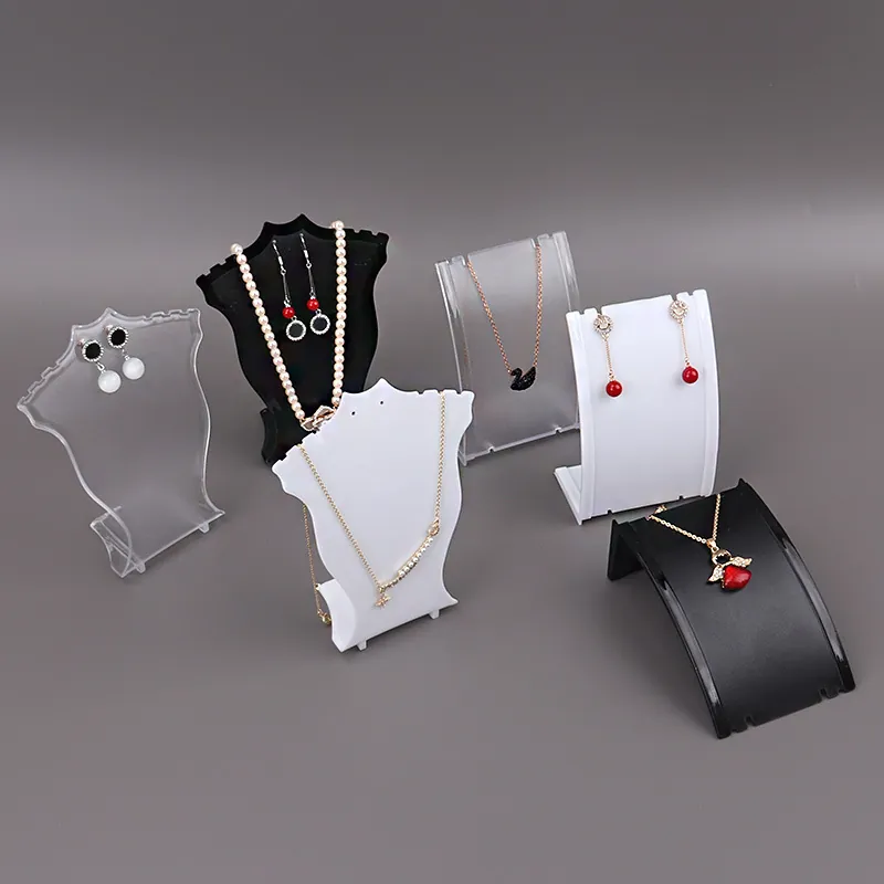 Jewelry Display Rack Necklace Stand Earring Holder Plastic Portrait Silhouette Desktop Organizer Showcase Countertop Display Props