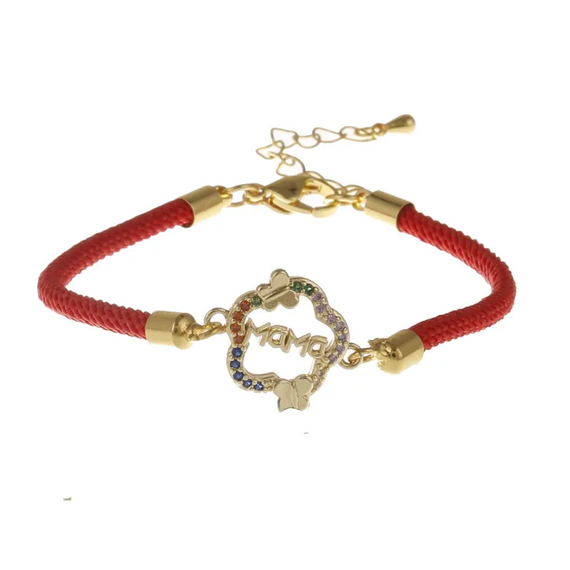 Bracciale Regolabile Con Pendente Farfalla Lettera MAMA Rame Zircone Regalo Festa Della Mamma Per Donne
