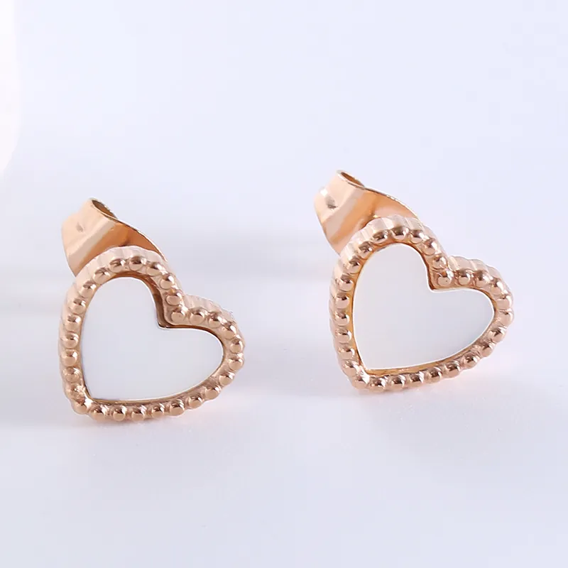 Heart Stud Earrings 316L Stainless Steel Mother Of Artificial Pearl Shell Künstliche Perlee Beaded Edge Elegant Minimalist For Women Jewelry