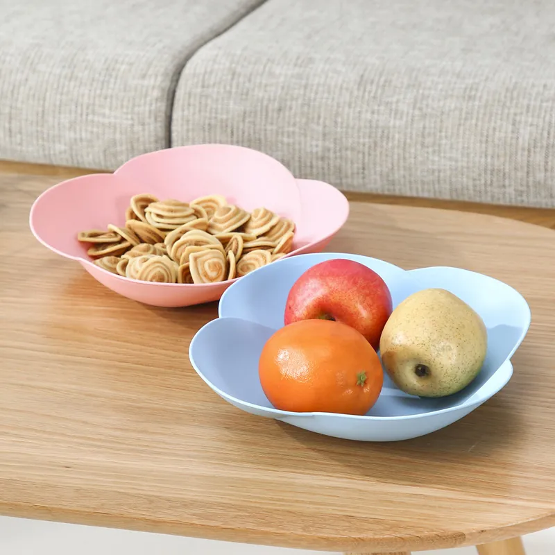 Nordic Minimalist Fruit Plate PP Plastic Clover Flower Shape Matte Texture For Snacks Candy Dried Fruit