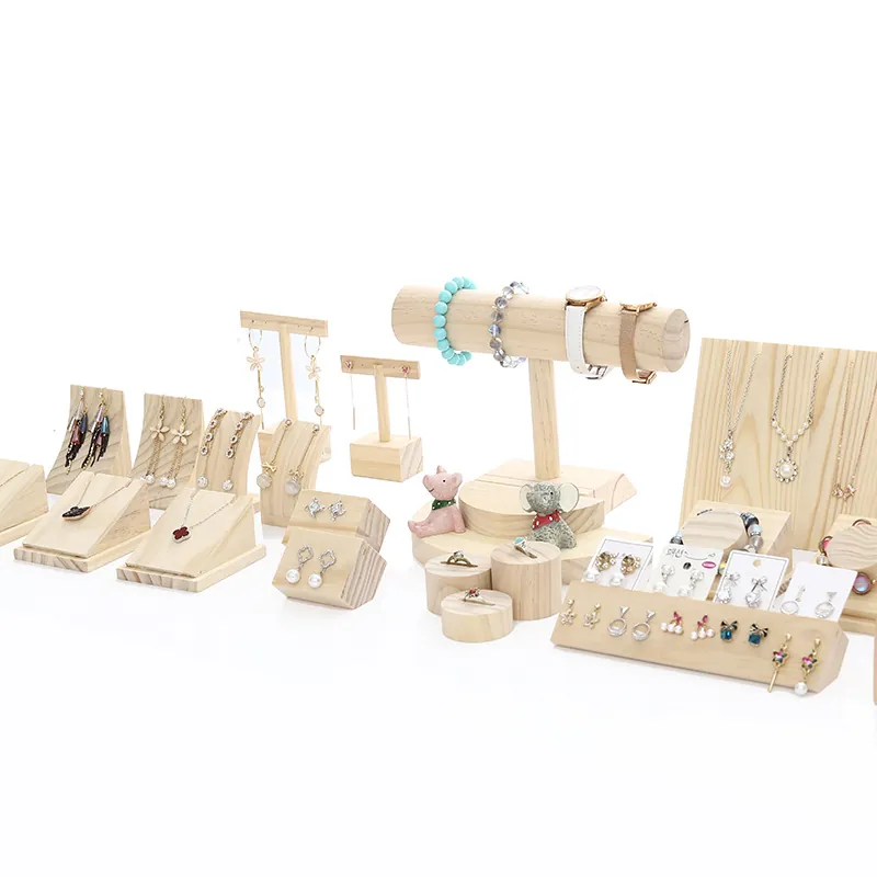 Jewelry Display Stand Wood Necklace Bracelet Earring Ring Watch Holder Desktop Organizer Minimalist Nordic Style