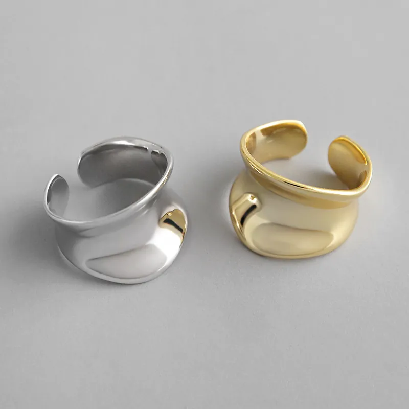 Minimalistischer Kupfer Bogen Konkav Offener Ring Für Damen Geometrische U-Form Poliert Verstellbar Gold Silber Modeschmuck Geschenk