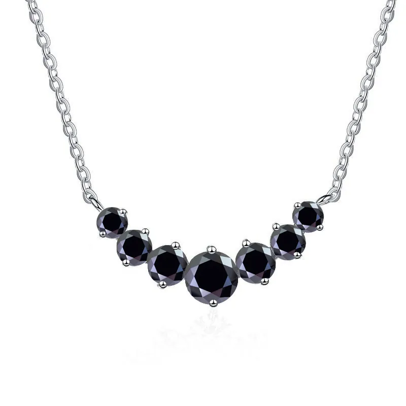 925 Sterlingsilber Moissanit Halskette D Farbe Funkelnder Diamant Lächeln Anhänger Schlüsselbein Kette Für Damen Schmuck Geschenk