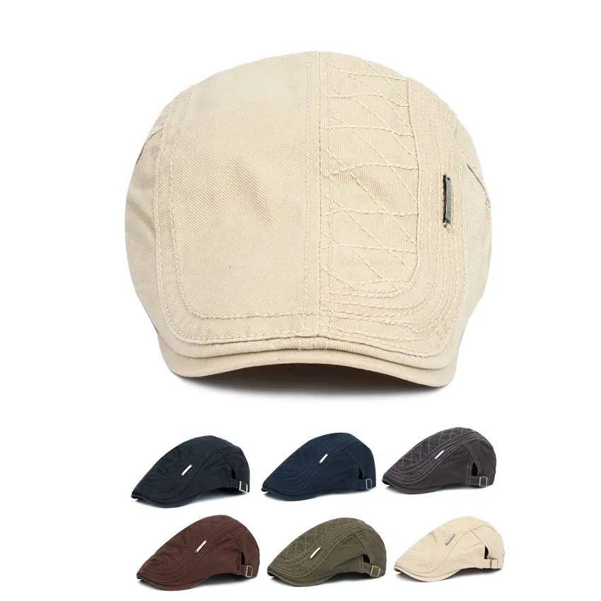 Retro Cotton Flat Cap Diamond Stitched Adjustable Ivy Hat For Men And Women Vintage Newsboy Cabbie Cap