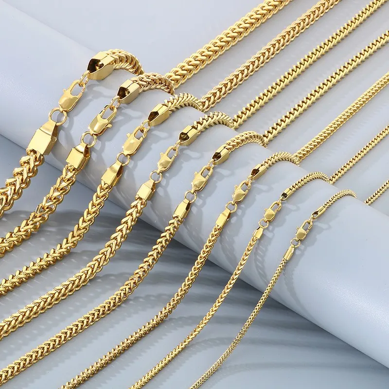 Set Collana E Bracciale In Acciaio Inossidabile Catena Franco Per Uomini Donne Gioielli Moda Hip Hop Oro Argento