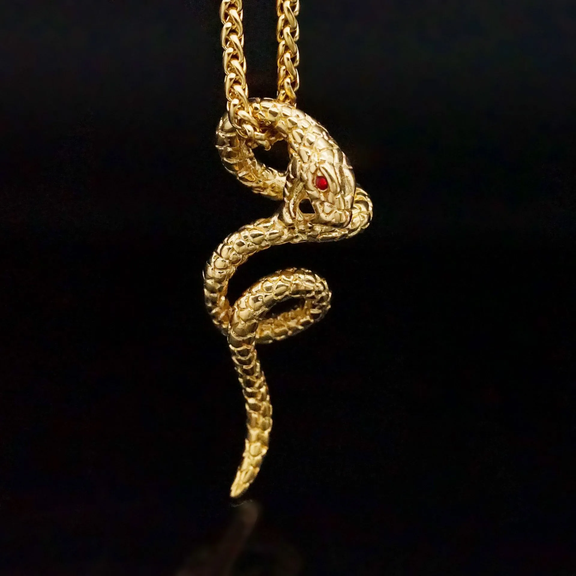 Collana Con Ciondolo A Serpente In Acciaio Inossidabile Con Occhi In Strass Rossi Gioielli Hip Hop Unisex