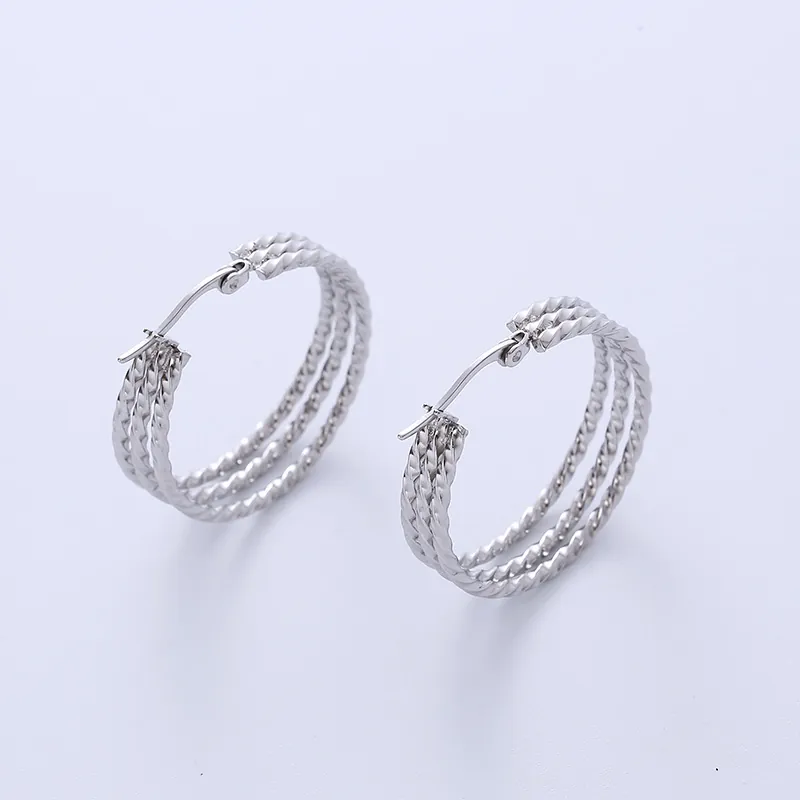Twisted Hoop Earrings 316L Stainless Steel Braided Round Geometric Minimalist Vintage Fashion Jewelry For Women