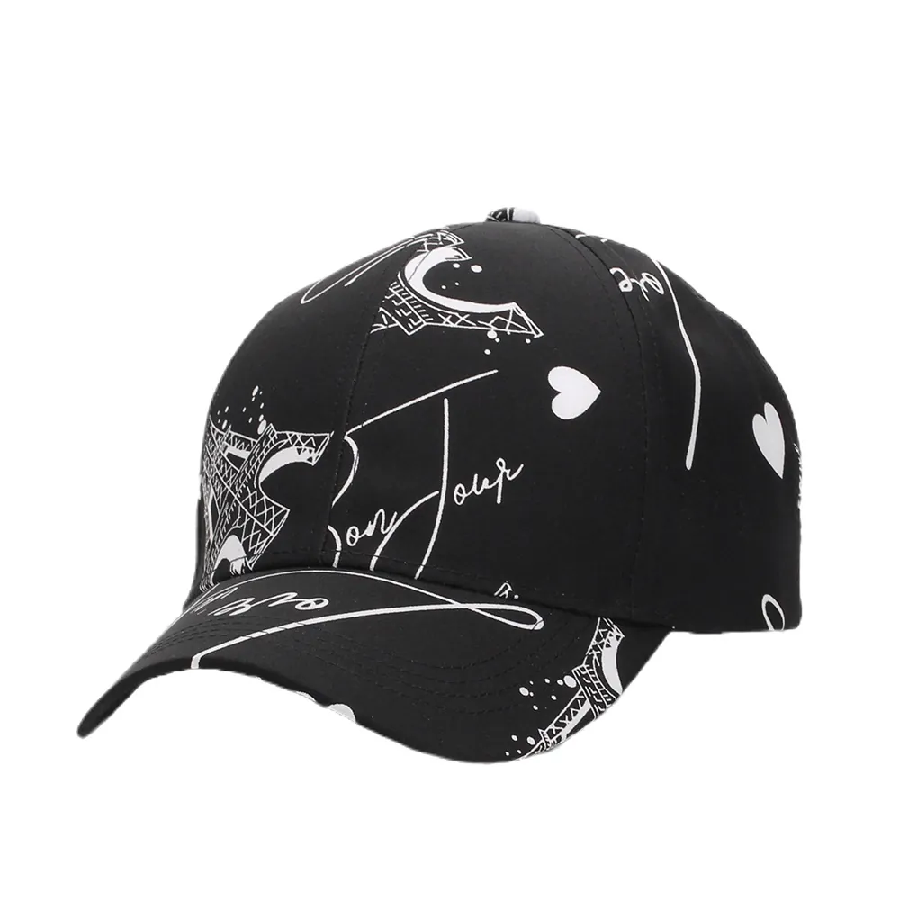 Eiffel Tower Graffiti Baseball Cap Polyester Breathable Sun Hat Adjustable Paris Print Street Style For Men Women