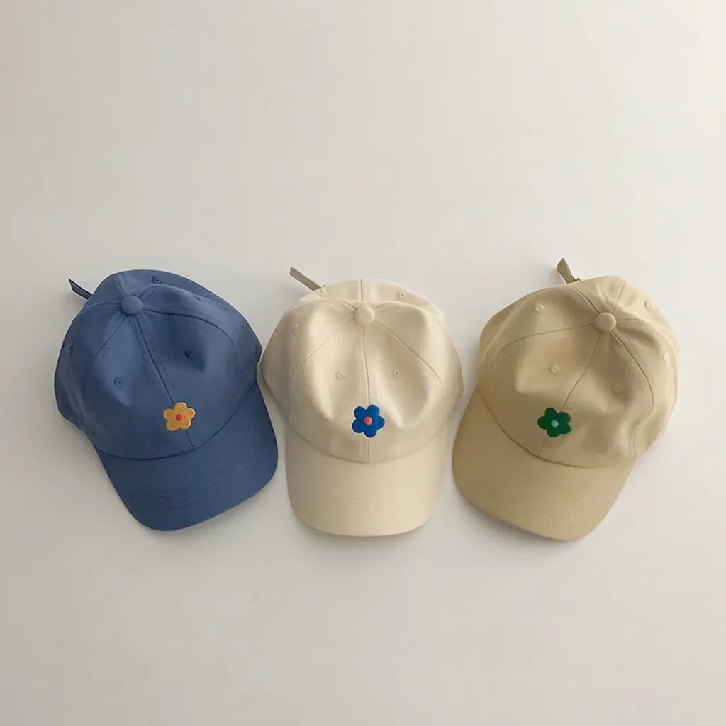 Casquette de Baseball Mignonne pour Enfants Avec Broderie Florale pour Garçons Filles Coton Doux Protection Solaire Réglable Chapeau Enfants Casual Mode Extérieur