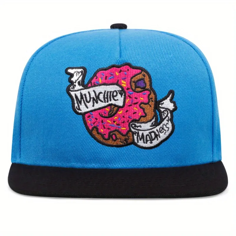 Chapeau Snapback Broderie Donut Acrylique Bord Plat Réglable Hip Hop Streetwear Casquette De Baseball