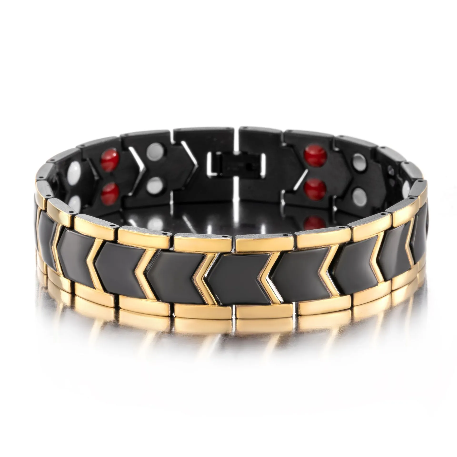 Magnetic Therapy Bracelet Stainless Steel For Men Health Care V-Shape Arrow Link Industrial Style Elegant Accessory