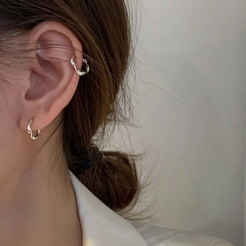 Mobius Hoop Earrings Twisted Geometric Design Minimalist Modern Jewelry For Women With 925 Sterling Silver Earring Post