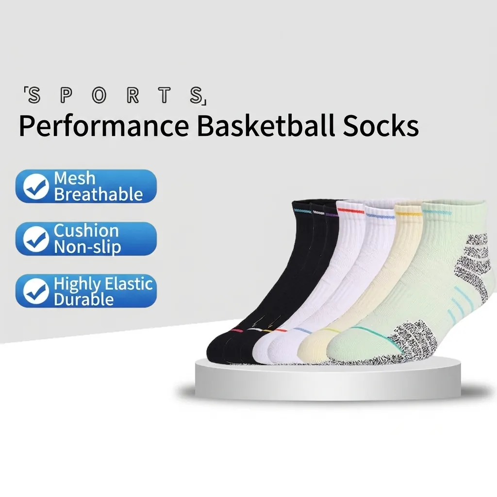 Professional Men's Basketball Socks Thickened Terry Bottom Non-slip Breathable Mesh Cotton Sports Short Socks Shock Absorption
