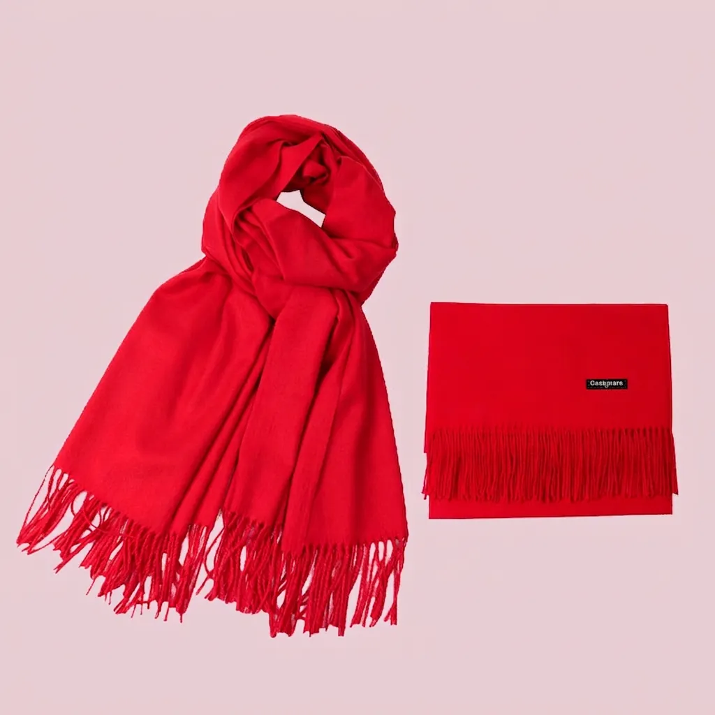 Women Winter Scarf Imitation Cashmere Long Shawl Solid Color Tassels Warm Soft Thick Pashmina Wrap Daily Outdoor