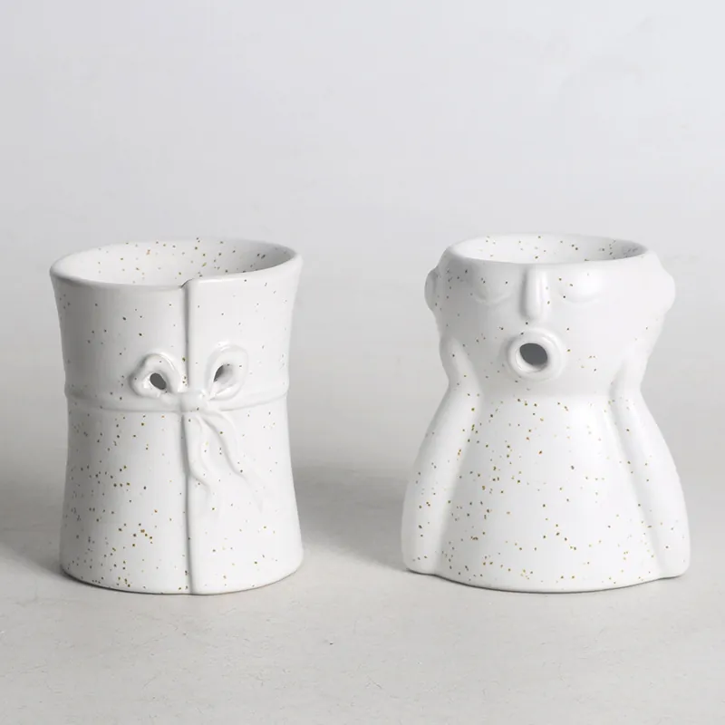 Ceramic Aromatherapy Burner Essential Oil Fragrance Diffuser Abstract Face Decorative Candle Holder Home Decor SPA Aroma Lamp