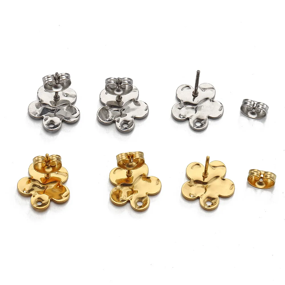 Puces Oreilles Fleur En Acier Inoxydable Avec Fermoirs Texturé Floral DIY Fabrication Bijoux Ton Or Argent