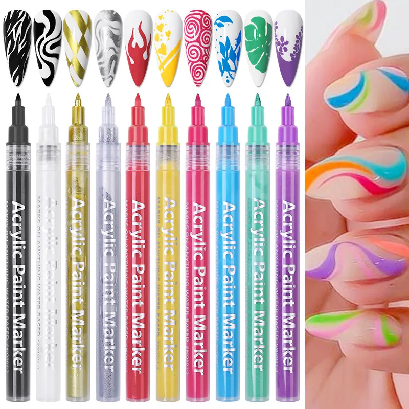 Acrylic Paint Marker Nail Art Graffiti Pen DIY Drawing Design Tool For Manicure Waterproof Fast Drying Portable Colorful