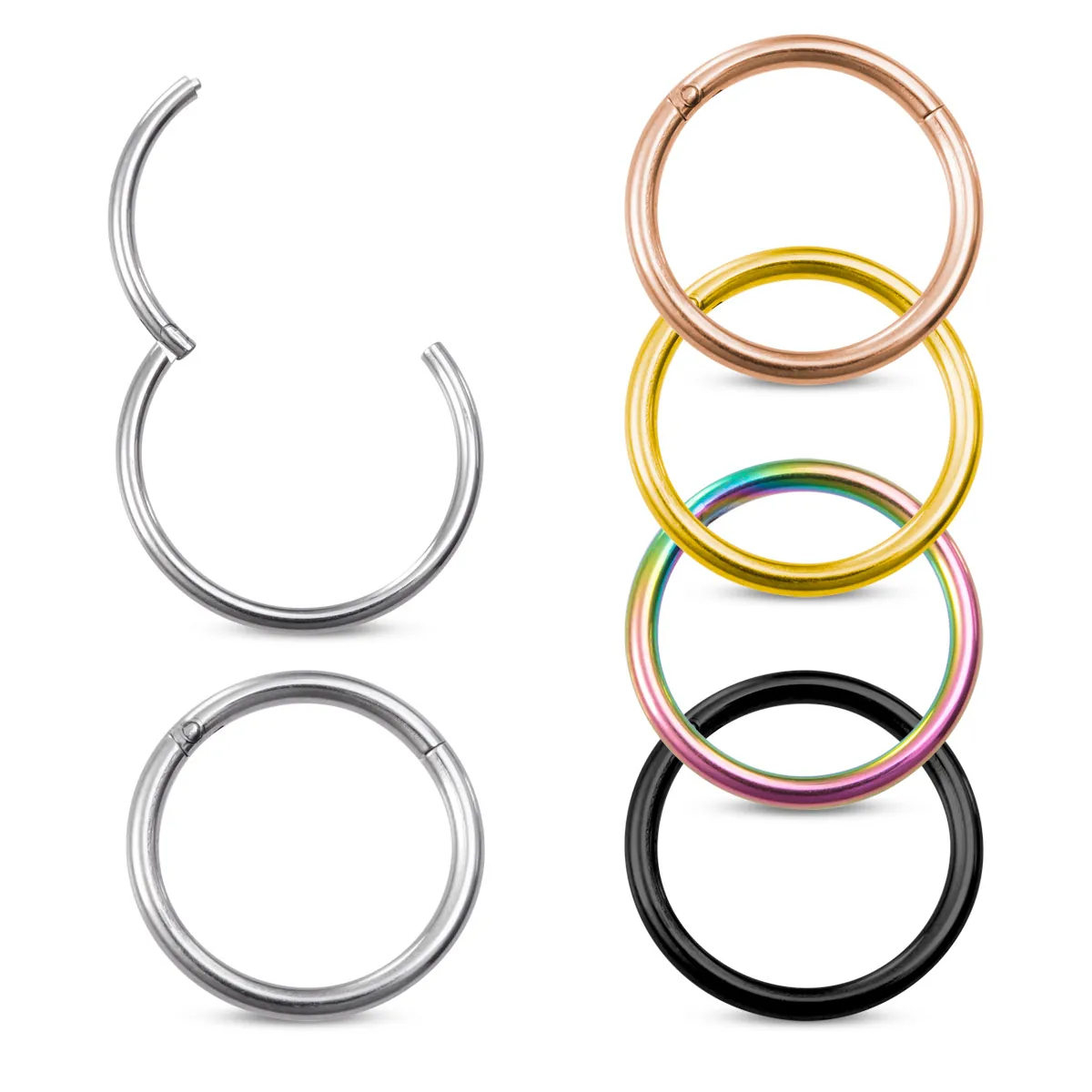 Hinged Segment Ring Nose Hoop Earrings Surgical Stainless Steel Septum Clicker Seamless Body Piercing Jewelry Unisex