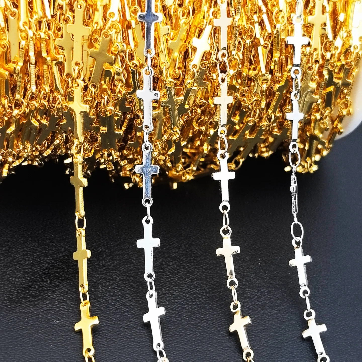 Copper Cross Link Chain For Jewelry Making DIY Necklace Bracelet Craft Accessories Classic Religious Style