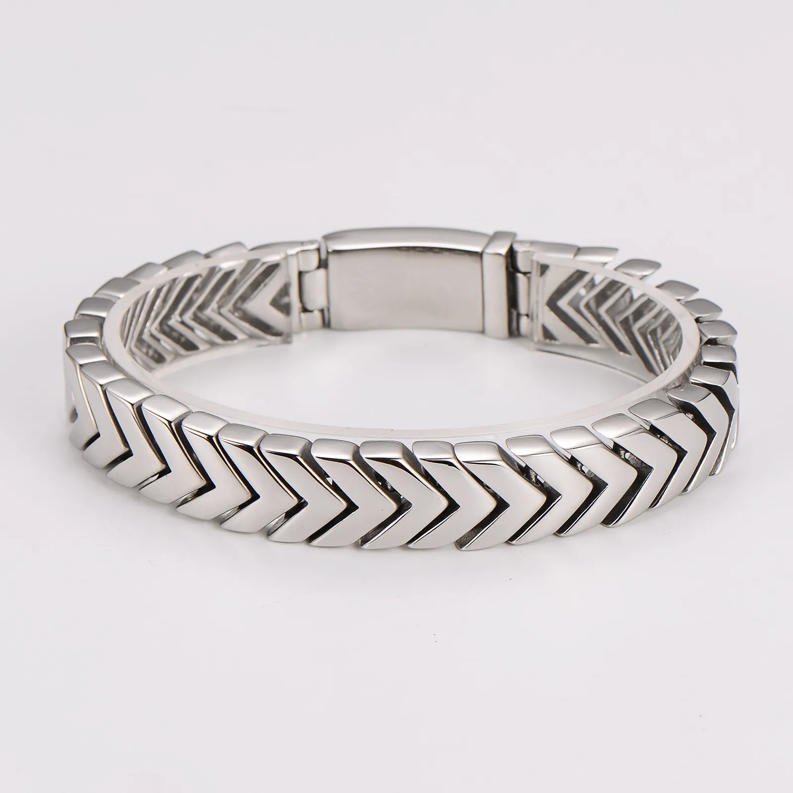 Men Bracelet 304 Stainless Steel V-Shape Chevron Link Chain Punk Polished Domineering Geometric Jewelry Gift For Him