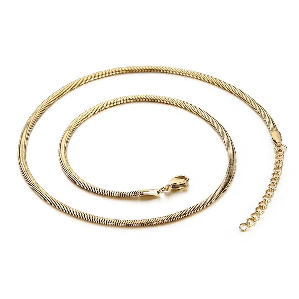 Collier Chaîne Serpent Plate Minimaliste En Acier Inoxydable Plqué Or Argent Bijoux Chic Imperméables Pour Hommes Femmes