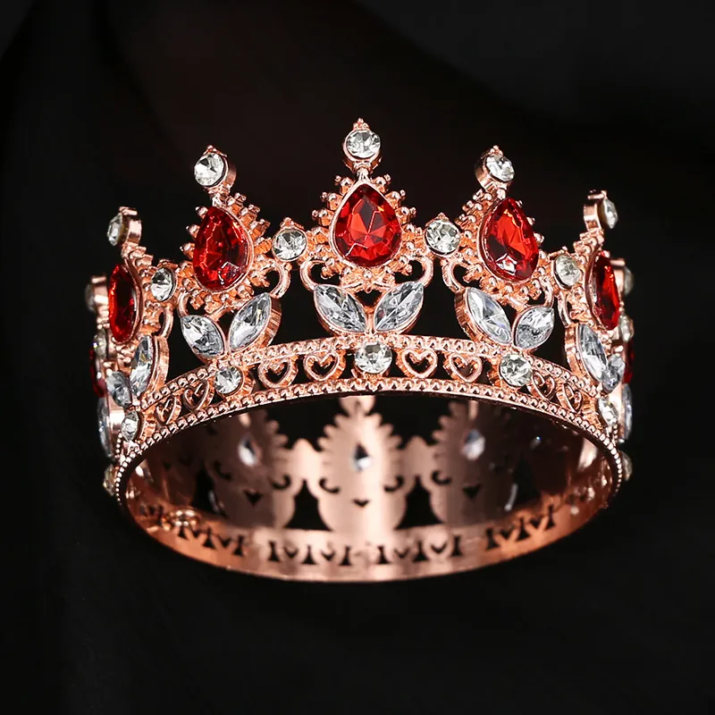 Baroque Luxury Crown Tiara Alloy Rhinestone Water Drop Crystal Wedding Party Pageant Retro Headpiece For Women