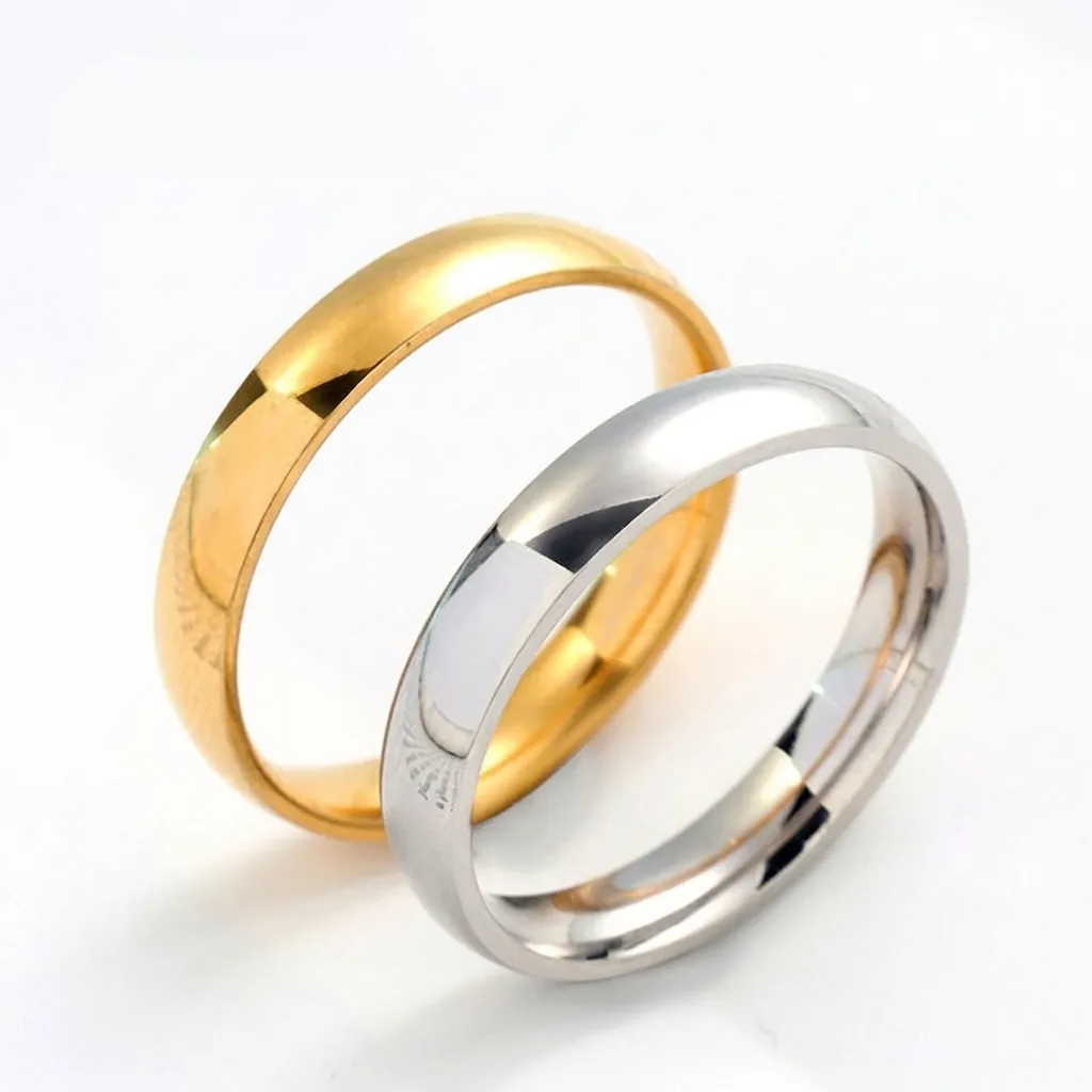 Classic Stainless Steel Ring Polished Dome Plain Band Minimalist Jewelry For Men Women Couple Wedding