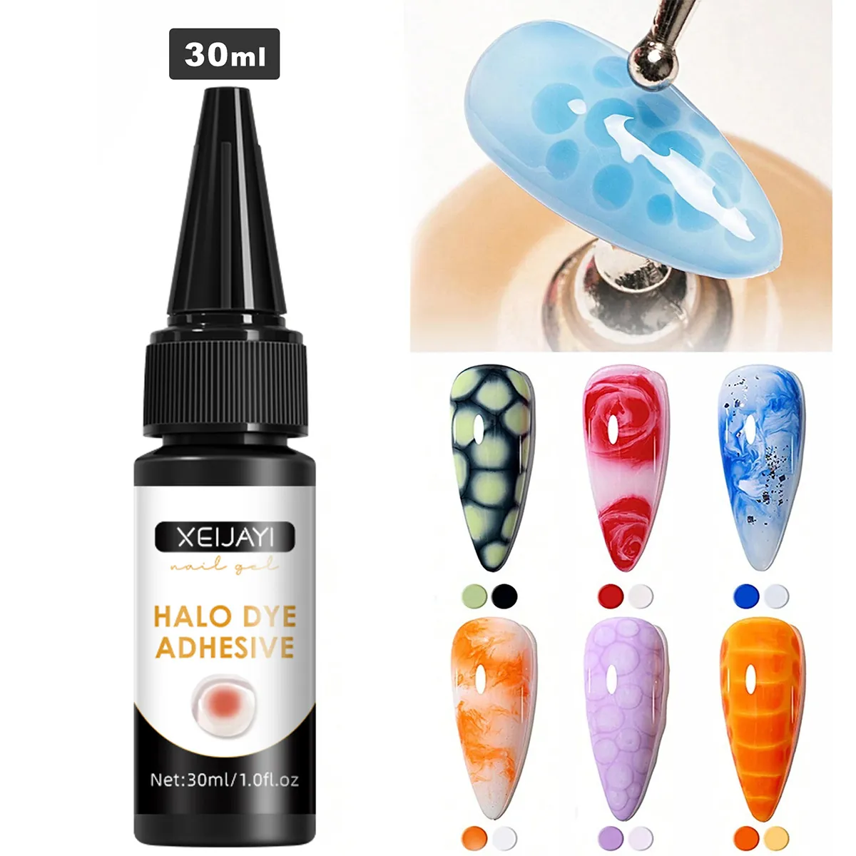 Blooming Gel Halo Dye Nail Adhesive Transparent Watercolor Gradient Marble Effect DIY Manicure Art Polish Tool