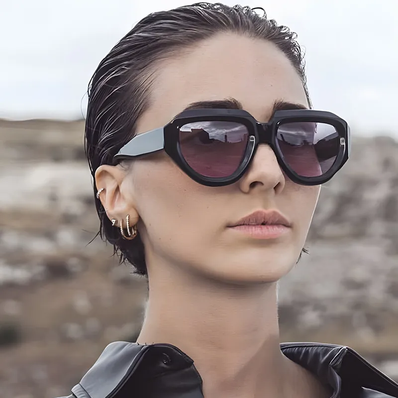 Hip-Hop Streetwear Sunglasses Pc Special-Shaped Mirror Full Frame Glasses