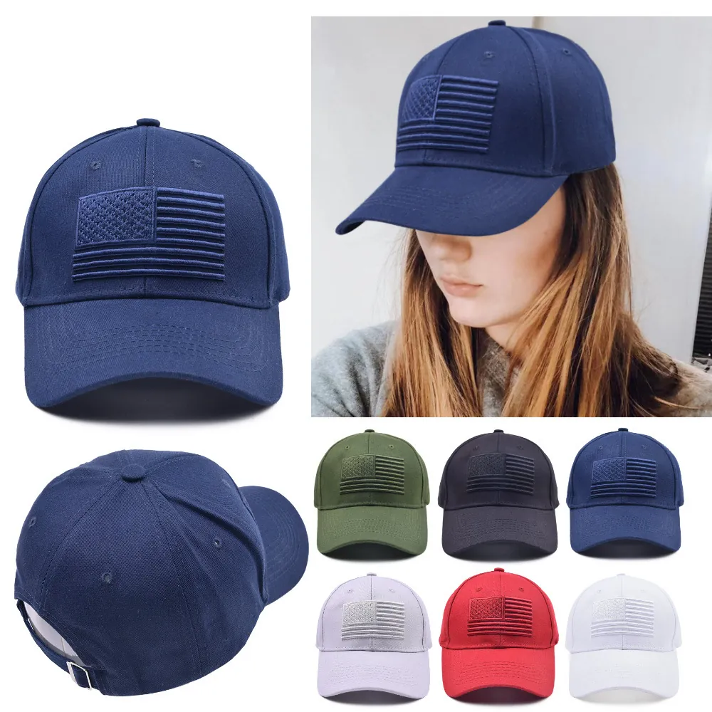 Casquette De Baseball Brodée Drapeau Américain Coton Réglable Tactique Extérieur Sport Chapeau De Soleil Hommes Femmes