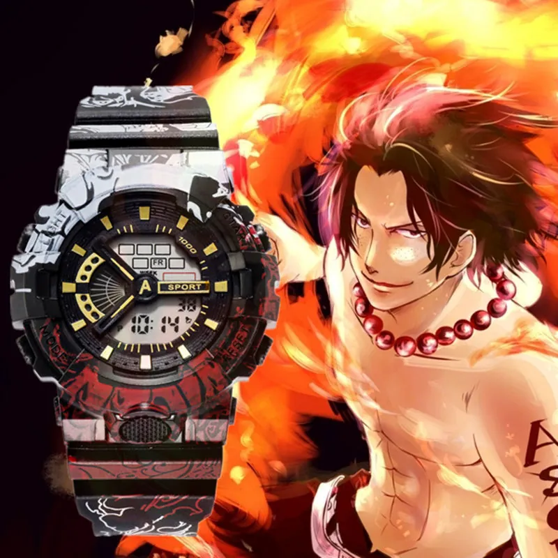 Anime Cartoon Character Digital Sport Watch For Kids Teens Multi Function Luminous Waterproof Electronic Student Wristwatch