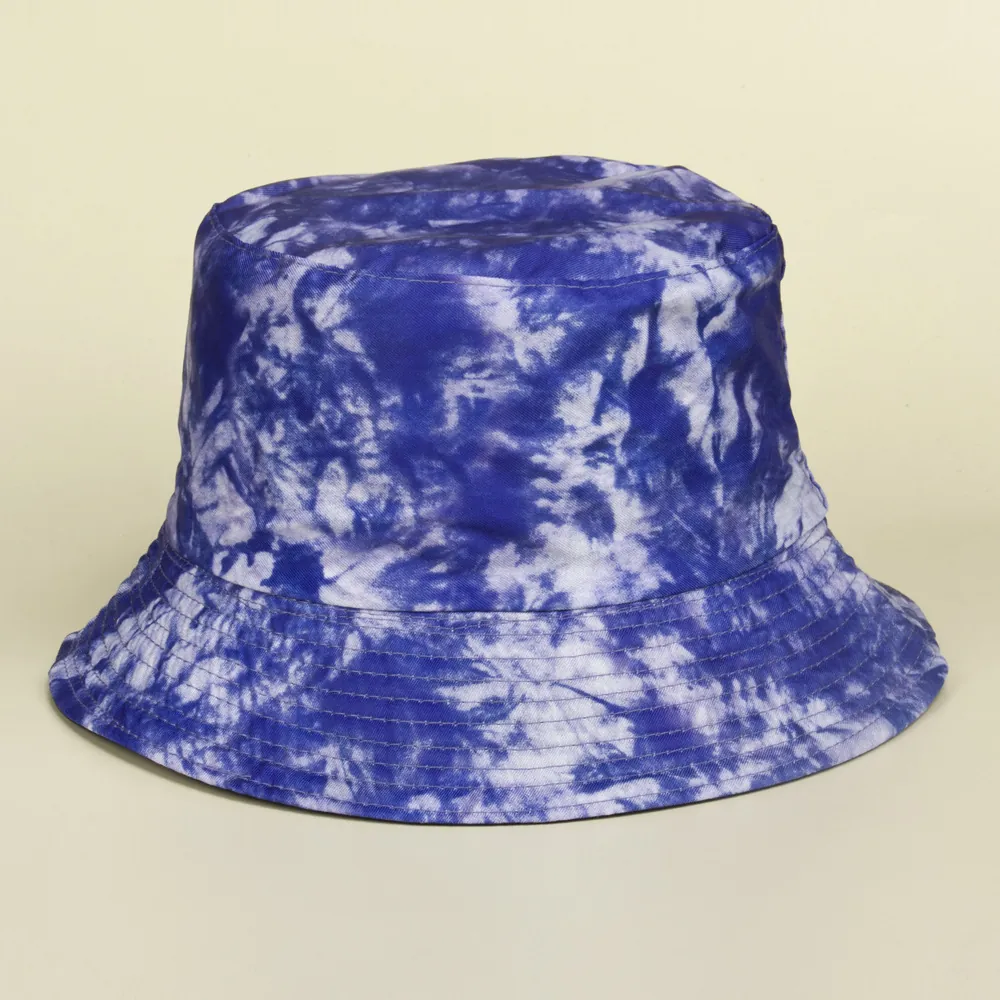 Chapeau Bob Tie Dye Coton Canvas Réversible Protection Solaire Outdoor Casual Streetwear Pour Hommes Femmes