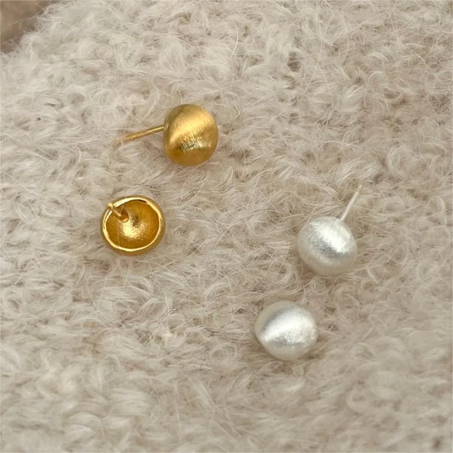 Runde Kugel Ohrstecker Mit 925 Sterling Silber Ohrstecker Gebürstetes Mattes Finish Minimalistischer Schmuck Für Damen