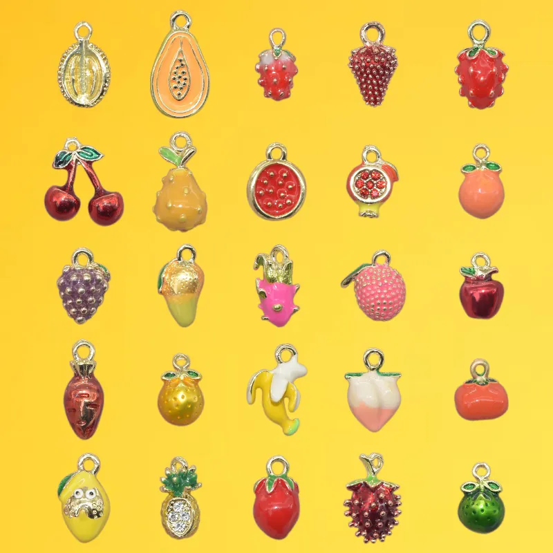 3D Fruit Vegetable Charms Zinc Alloy Enamel Pendants For DIY Jewelry Making Necklace Bracelet Earrings Accessory Cute