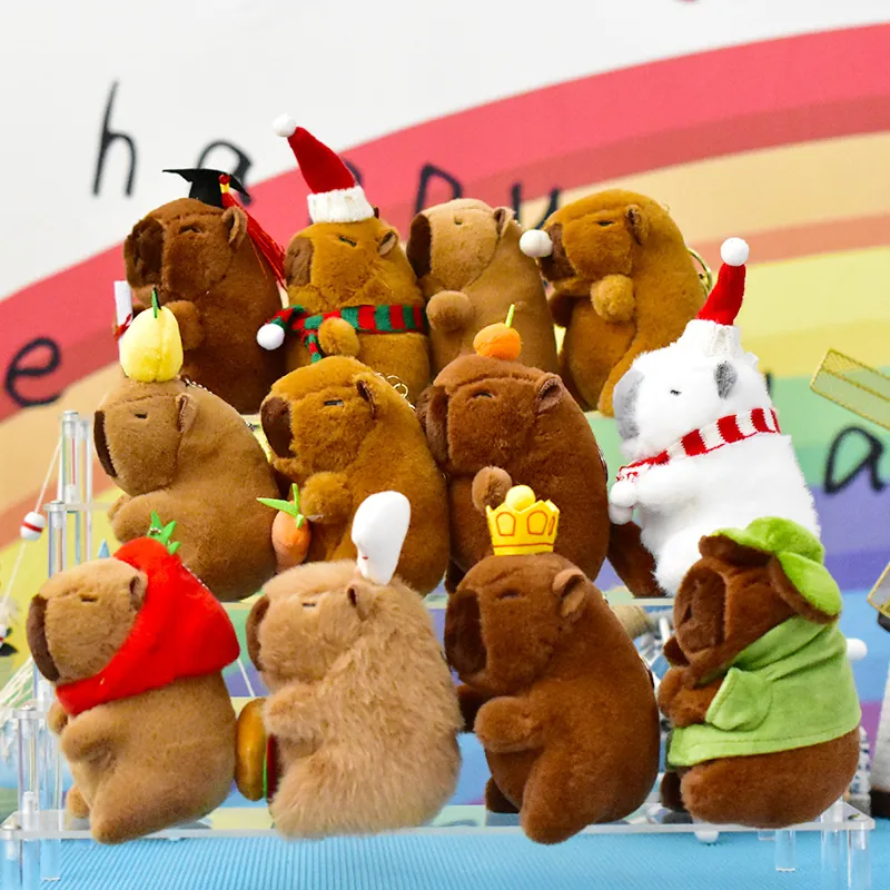 Cute Cartoon Capybara Plush Keychain Soft Stuffed Animal Bag Pendant Creative Decorative Doll Toy Accessory For Birthday Gift