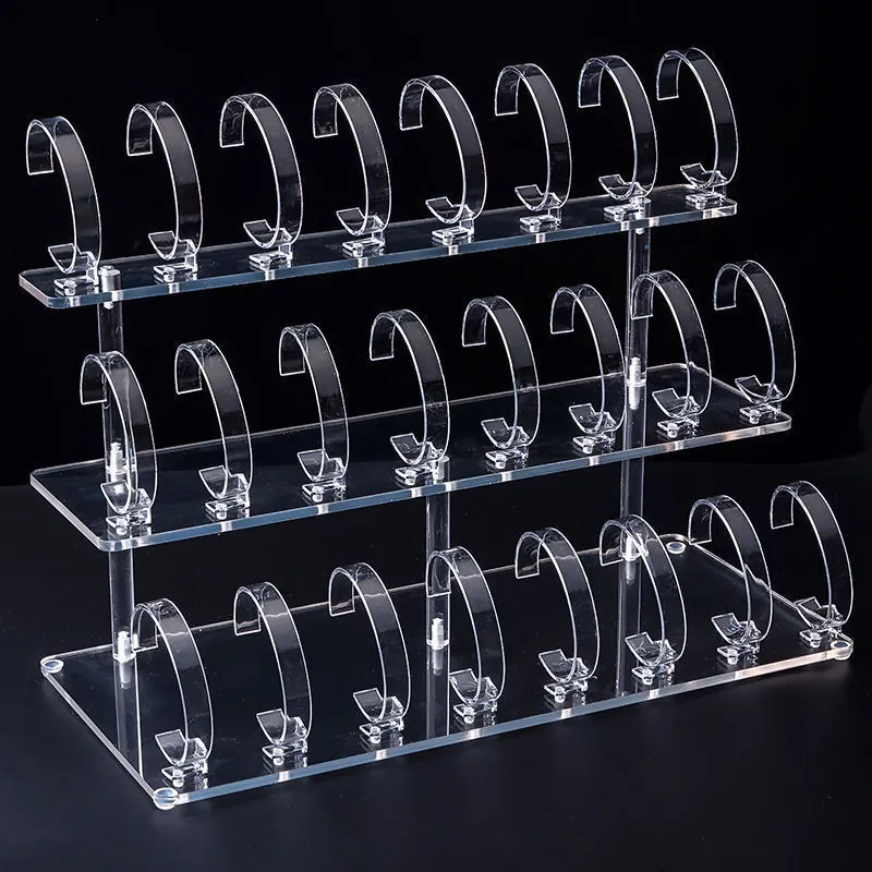 Acrylic Watch Display Stand Transparent Multi Tier Bracelet Holder Stepped Jewelry Rack Counter Organizer