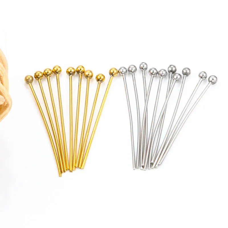 Stainless Steel Ball Head Pins DIY Jewelry Making Finding For Earrings Necklace Bracelet Craft Components 18K Gold Tone