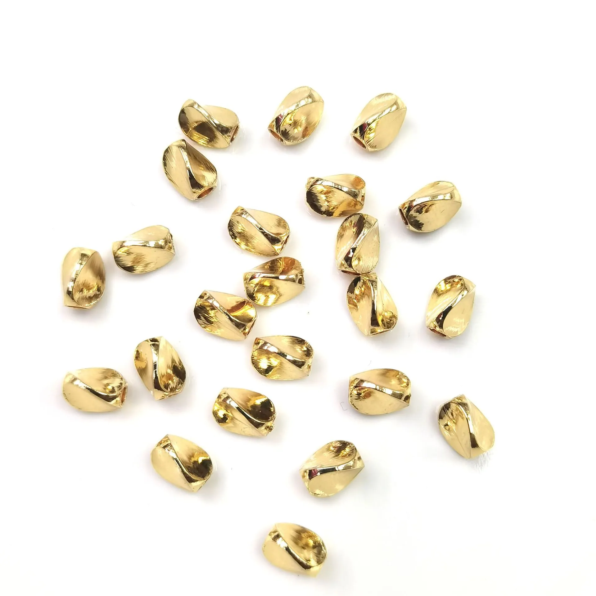 Twisted Beads Triangular Gold Plated Copper Spacer Beads For Jewelry Making DIY Handmade Bracelet Necklace Crafts Metallic