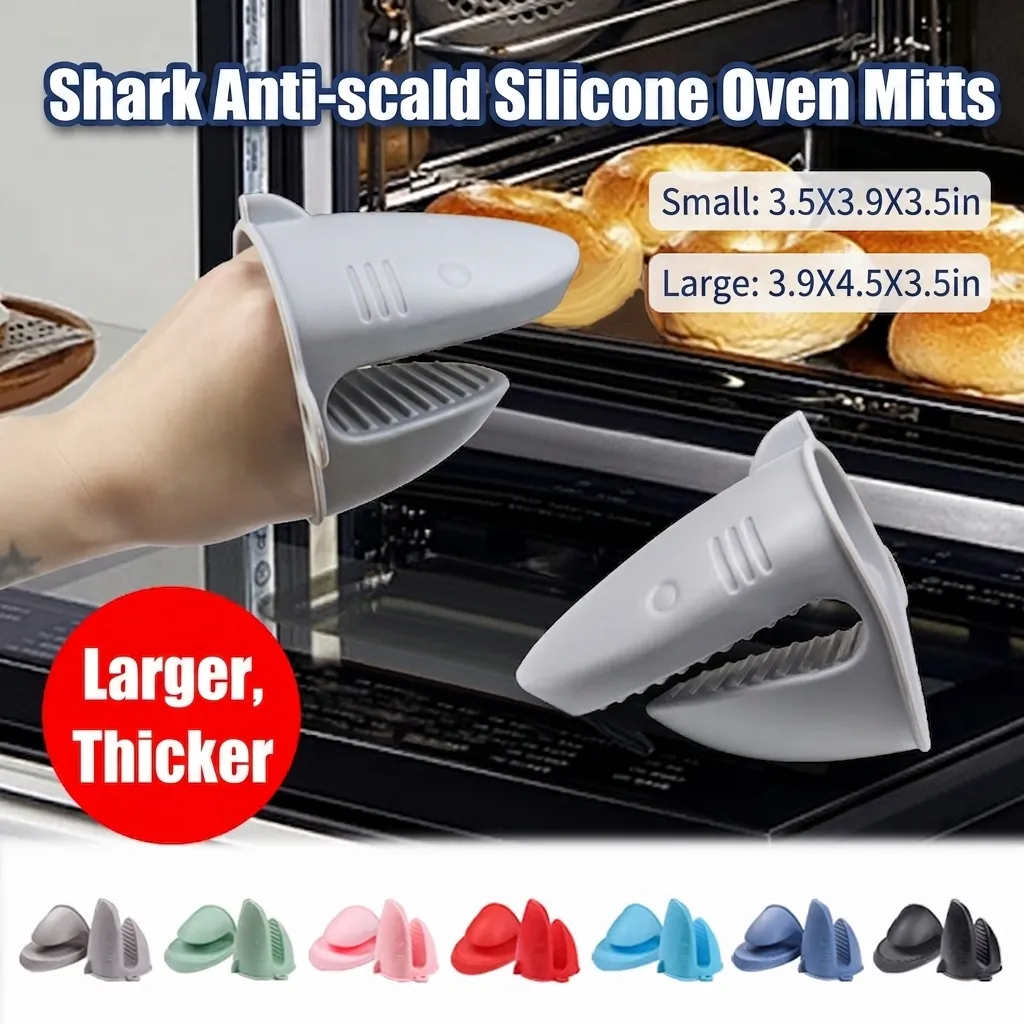 Shark Shaped Silicone Oven Mitts Heat Resistant Anti Scald Kitchen Gripper Clips For Baking Microwave Cooking Animal Design